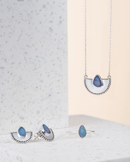 Handgemachtes Opal Set im Boho Look | 925 Silber - wasserfest | Fair und umweltschonend auf Bali handgefertigt | Opal Stein Necklace | VERLAN Jewellery | Fairfashion | Entdecke unseren Schmuck aus Bali