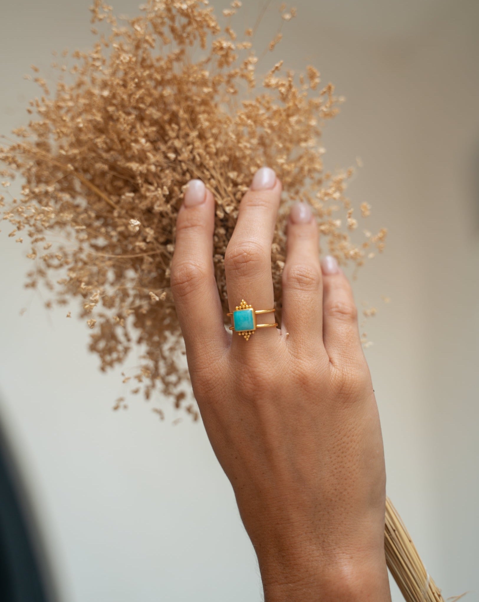 Ring mit Amazonit Stein | Ring Blauer Stein | Schmuck aus Bali | Handgemachter Schmuck online kaufen | Geschenk für Freundin finden | VERLAN Jewellery