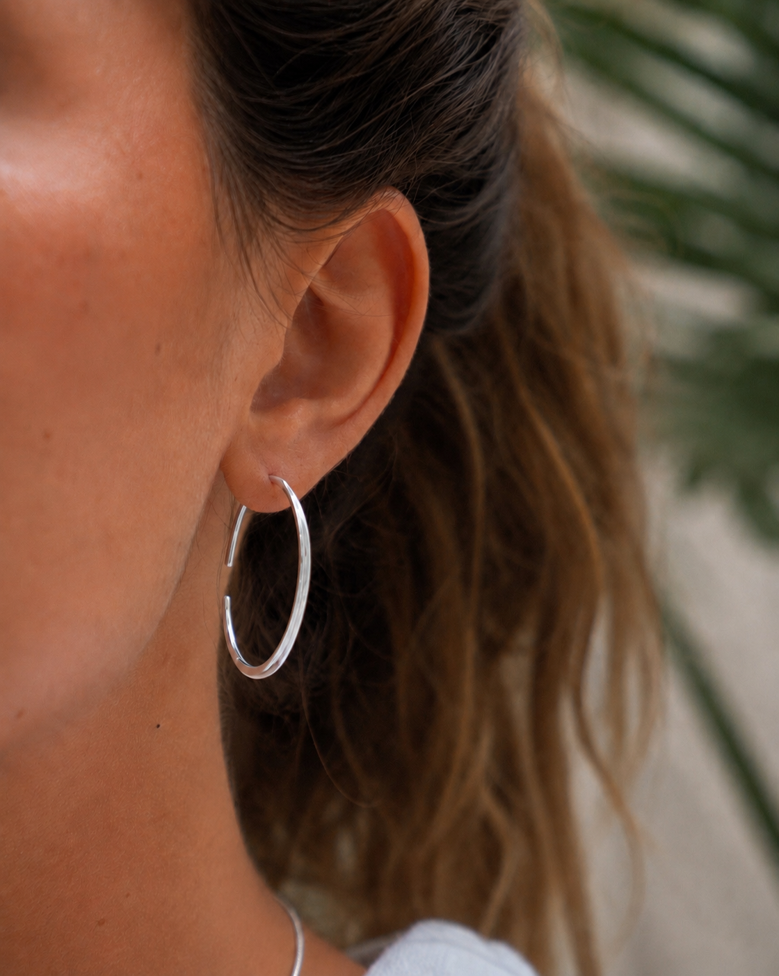 Silberne Kreolen | Echt Silber Ohrringe - Loop Hoops geöffnet | Wasserfester Schmuck aus Bali
