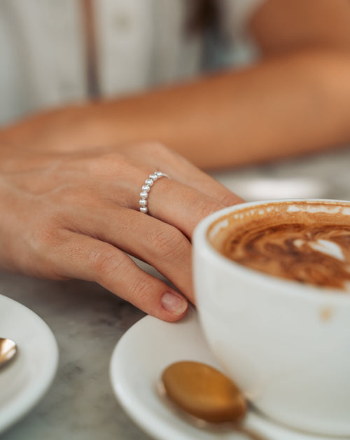 anti stress ring / anxiety ring / angst ring / Ring ggegen Pulen | 925 Sterling Silber Angst Spinning Ring mit Perlen