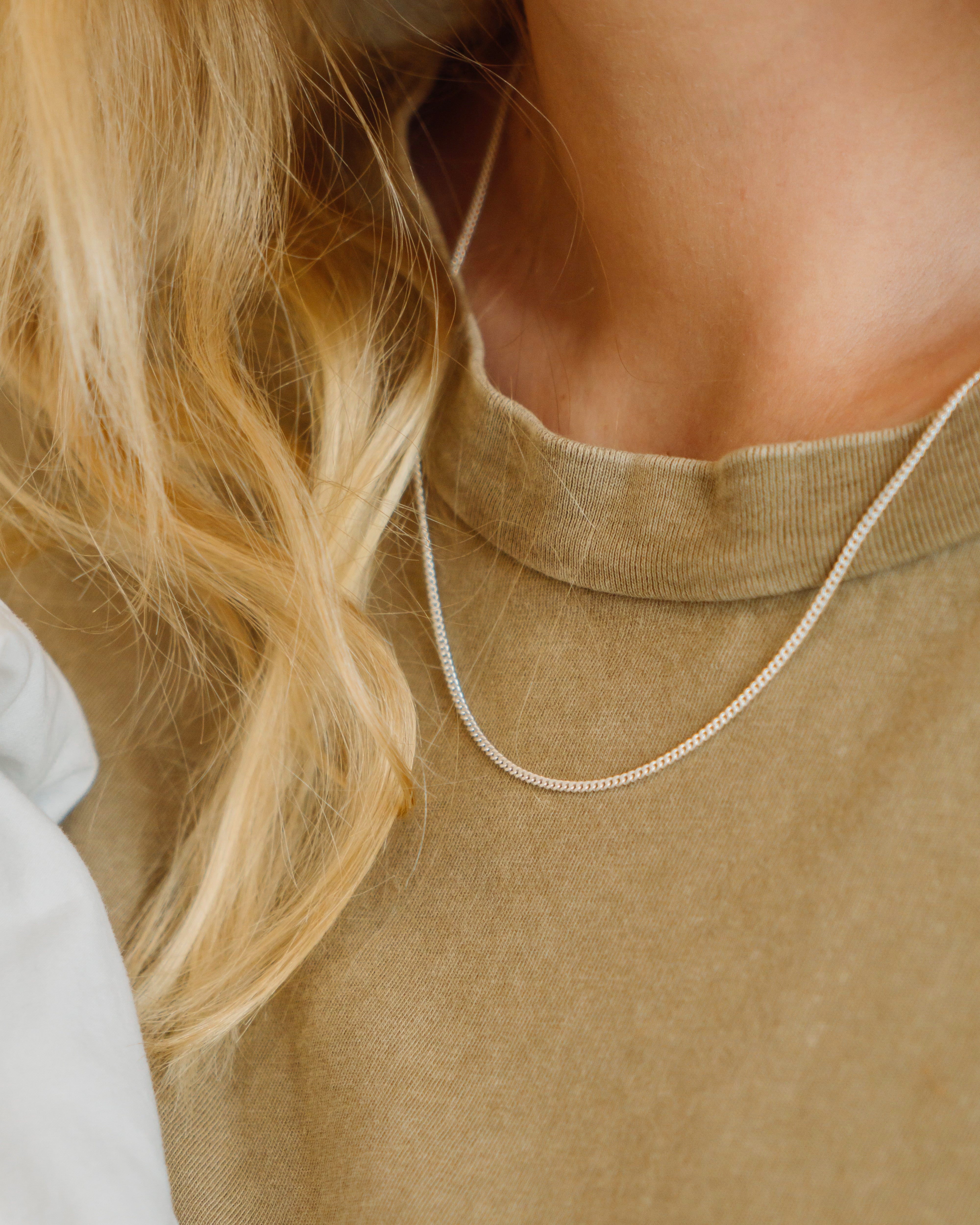 Handgemachte schlichte Kette | 925 Silber | Wasserfeste Kette ohne Anhänger | VERLAN Jewellery | Einfache Gliederkette für den Layer Look