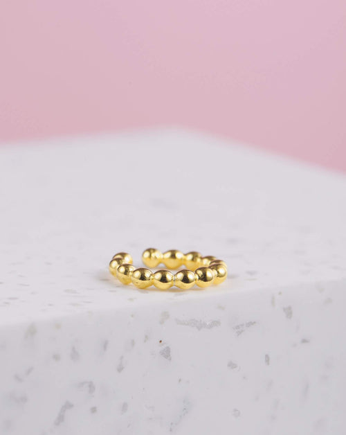 Handgemachte Earcuffs | Kugeln | 925 Silber - vergoldet | Fair und umweltschonend auf Bali handgefertigt | PELURU Ohrstecker ohne Piercing | VERLAN Jewellery | Fairfashion | Bali Vibes